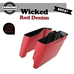 2-1 WICKED RED DENIM 14+ ハーレーツーリング用 拡張バッグ ストレッチサドルバッグ 2-1 WICKED RED DENIM For 14+ Harley Touring Extended Bag Stretched Saddlebag 【並行輸入品】