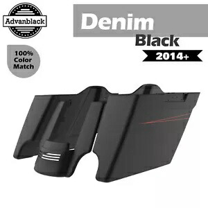 デニムブラック ストレッチサドルバッグ ピンストライプ リアフェンダー 14+ ハーレーツーリング用 Denim Black Stretched Saddlebags Pinstripes Rear Fender For 14+ Harley Touring 【並行輸入品】