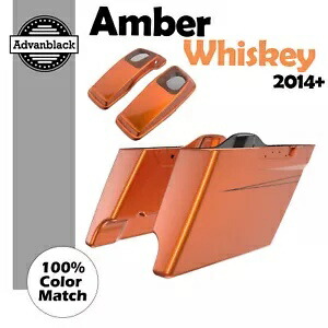 アンバー ウイスキー ストレッチ サドルバッグ ピンストライプ 6x9 インチ スピーカー蓋 2014+ ハーレー用 Amber Whiskey Stretched Saddlebag Pinstripes 6x9'' Speaker Lids For 2014+ Harley 【並行輸入品】|カスタムパーツ WORLD倉庫