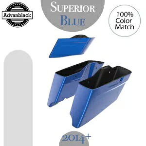 スーペリアブルー CVO テーパー拡張ストレッチサドルバッグ ピンストライプ ハーレーに適合 Superior Blue CVO Tapered Extended Stretched Saddlebags Pinstripes Fits Harley 【並行輸入品】|カスタムパーツ WORLD倉庫