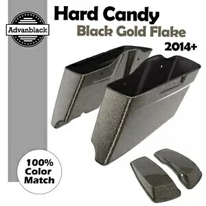 ハーレー用ハードキャンディーブラックゴールドフレークCVOテーパード拡張ストレッチサドルバッグ Hard Candy Black Gold Flake CVO Tapered Extended Stretched Saddlebag For Harley 【並行輸入品】