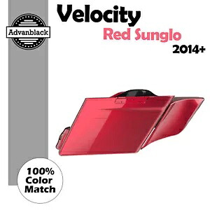 Velocity レッド Sunglo 拡張サドルバッグ サイド カバー ピンストライプ 14 歳以上のハーレーに適合 Velocity Red Sunglo Extended Saddlebag Side Covers Pinstripes Fits 14+ Harley 【並行輸入品】|カスタムパーツ WORLD倉庫