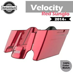 Velocity レッド Sunglo ストレッチサドルバッグ ピンストライプ リアフェンダー 14+ ハーレー用 Velocity Red Sunglo Stretched Saddlebags Pinstripes Rear Fender For 14+ Harley 【並行輸入品】