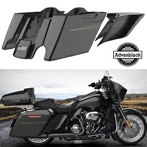 ブラッククォーツ拡張バッグストレッチサドルバッグフェンダーピンストライプハーレー 14+ Black Quartz Extended Bags Stretched Saddlebag Fender Pinstripes For Harley 14+ 【並行輸入品】