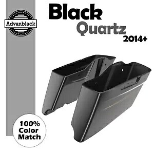 ブラック クォーツ CVO テーパード拡張サドルバッグ ピンストライプ ハーレー ツーリング 2014+用 Black Quartz CVO Tapered Extended Saddlebags Pinstripes for Harley Touring 2014+ 【並行輸入品】