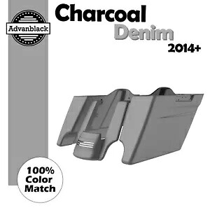 チャコールデニムストレッチサドルバッグリアフェンダーピンストライプハーレーツーリング14+用 Charcoal Denim Stretched Saddlebag Rear Fender Pinstripes For Harley Touring 14+ 【並行輸入品】