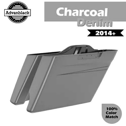 シングルカットアウト 2014+ チャコールデニム 4.5 インチ拡張サドルバッグボトムスハーレー用 Single Cut Out 2014+ Charcoal Denim 4.5\