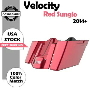 Velocity レッド Sunglo デュアル アンカット拡張サドルバッグ ボトム 2014 年以降のストリート ロードに適合 Velocity Red Sunglo Dual Uncut Extended Saddlebag Bottoms Fit 2014+ Street Road 【並行輸入品】