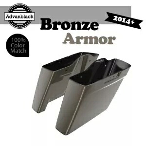 2014 年以降のハーレー ツーリング Advanblack に適合 カットアウトなし ストレッチ サドルバッグ ブロンズ アーマー Fits 2014+ Harley Touring Advanblack No Cutout Stretched Saddlebag BRONZE ARMOR 【並行輸入品】