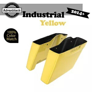 ハーレーツーリングに適合 Advanblack カットアウトなし ストレッチサドルバッグ インダストリアルイエロー Fits Harley Touring Advanblack No Cutout Stretched Saddlebag INDUSTRIAL YELLOW 【並行輸入品】