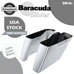 フィット 14+ ハーレー ツーリング アドバンブラック カットアウトなし ストレッチ サドルバッグ バラクーダ シルバー Fit 14+ Harley Touring Advanblack No Cutout Stretched Saddlebag BARRACUDA SILVER 【並行輸入品】