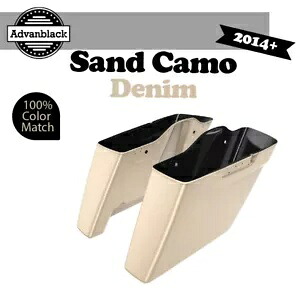 14 歳以上のハーレーツーリングに適合 Advanblack カットアウトなしストレッチサドルバッグ SAND CAMO DENIM Fits 14+ Harley Touring Advanblack No Cutout Stretched Saddlebag SAND CAMO DENIM 【並行輸入品】