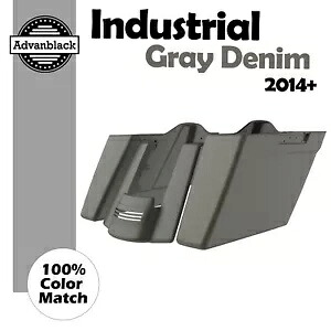 インダストリアルグレーデニム デュアルノーカット拡張サドルバッグボトム 14+ ハーレーツーリング用 Industrial Gray Denim Dual Uncut Extend Saddlebag Bottom For 14+ Harley Touring 【並行輸入品】