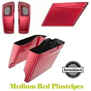 Velocity レッド Sunglo ストレッチサドルバッグ ピンストライプ スピーカー蓋 ハーレー 2014+用 Velocity Red Sunglo Stretched Saddlebag Pinstripe Speaker Lids For Harley 2014+ 【並行輸入品】|カスタムパーツ WORLD倉庫