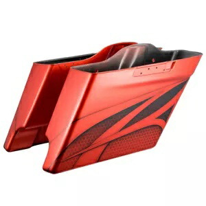 ラグナ オレンジ エアブラシ 拡張ストレッチ サドルバッグ ボトム 14 歳以上ハーレー用 Laguna Orange Airbrushed Extended Stretched Saddlebag Bottoms For 14+ Harley 【並行輸入品】