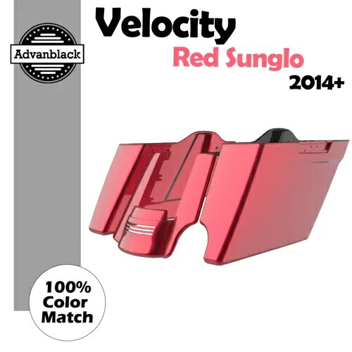 Velocity レッド Sunglo シングル カットアウト ストレッチ サドルバッグ ハーレー用リアフェンダー Velocity Red Sunglo Single Cutout Stretched Saddlebags Rear Fender For Harley 【並行輸入品】
