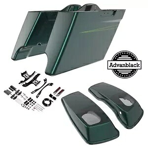ディープジェイドパールストレッチサドルバッグピンストライプ6x9インチスピーカー蓋ハーレー14+用 Deep Jade Pearl Stretched Saddlebag Pinstripes 6x9'' Speaker Lids For Harley 14+ 【並行輸入品】