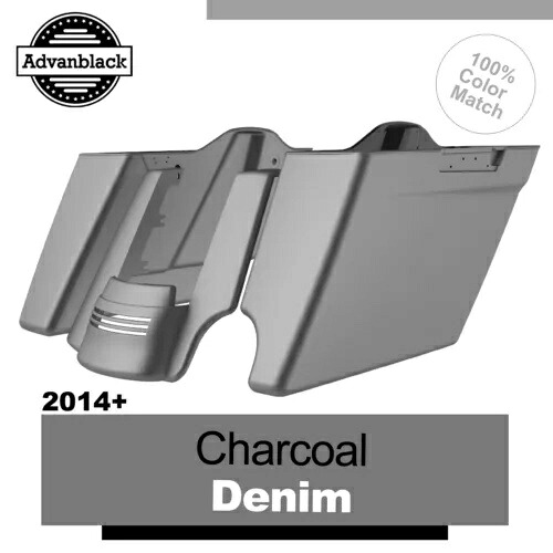 2-1 チャコールデニム ストレッチサドルバッグ 拡張バッグ リアフェンダー 14+ ハーレー用 2-1 Charcoal Denim Stretched Saddlebags Extended Bag Rear Fender For 14+ Harley 【並行輸入品】