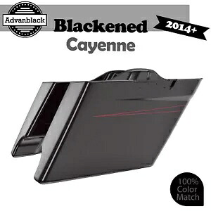黒くなったカイエン ストレッチ サドルバッグ 拡張バッグ ピンストライプ 2014 年以降のハーレーに適合 Blackened Cayenne Stretched Saddlebag Extended Bag Pinstripe Fits 2014+ Harley 【並行輸入品】