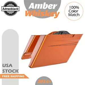 デュアルカットアウトアンバーウイスキー拡張ストレッチサドルバッグピンストライプハーレー14+用 Dual Cutout Amber Whiskey Extended Stretched Saddlebags Pinstripe For Harley 14+ 【並行輸入品】|カスタムパーツ WORLD倉庫