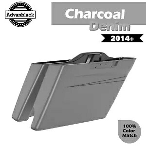 シングルカットアウト 2014+ チャコールデニム 4.5 インチ拡張サドルバッグボトムスハーレー用 Single Cut Out 2014+ Charcoal Denim 4.5\