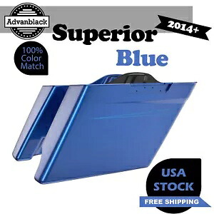 ハーレー ツーリング 2014+ 用のスーペリア ブルー 2 in 1 ストレッチ拡張サドルバッグ Superior Blue 2 into 1 Stretched Extended Saddlebags For Harley Touring 2014+ 【並行輸入品】