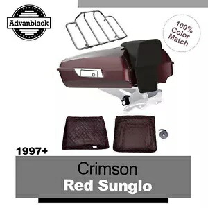 クリムゾンレッド Sunglo Razor ツアーパック トランク 荷物 バックレスト 1997+ ハーレーに適合 Crimson Red Sunglo Razor Tour Pack Trunk Luggage Backrest Fits 1997+ Harley 【並行輸入品】