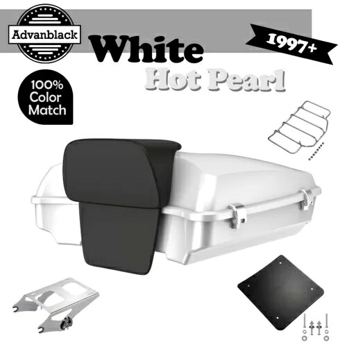 ホワイトホットパールレイザーツアーパックパック荷物バックレストトップボックスは1997年以降のハーレーに適合 White Hot Pearl Razor Tour Pack Pak Luggage Backrest Top Box Fits 1997+ Harley 【並行輸入品】