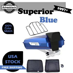 Advanblack スーペリア ブルー レイザー ツアー パック トランク 荷物 バックレスト 1997+ ハーレー用 Advanblack Superior Blue Razor Tour Pack Trunk Luggage Backrest For 1997+ Harley 【並行輸入品】
