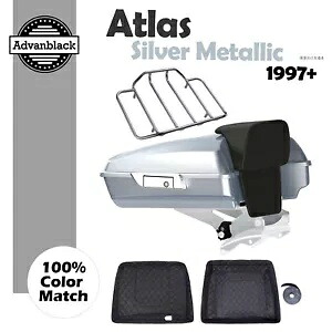 アトラス シルバー メタリック レイザー ツアー パック Pak 荷物バックレスト トップ ボックス ハーレーに適合 Atlas Silver Metallic Razor Tour Pack Pak Luggage Backrest Top Box Fits Harley 【並行輸入品】