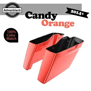 キャンディ オレンジ デュアル ノーカット 拡張サドルバッグ ボトム 14-19 ストリート ロード エレクトラ用 Candy Orange Dual Uncut Extended Saddlebag Bottom For 14-19 Street Road Electra 【並行輸入品】