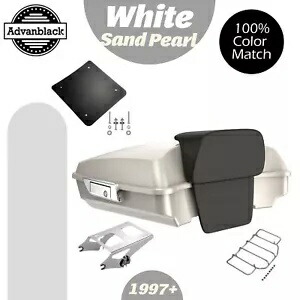ホワイト サンド パール レイザー ツアー パック Pak 荷物バックレスト トップ ボックス 1997 年以降のハーレーに適合 White Sand Pearl Razor Tour Pack Pak Luggage Backrest Top Box Fits 1997+ Harley 【並行輸入品】