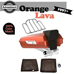 オレンジ Lava Razor ツアーパック トップボックス トランク 荷物 バックレスト 1997-2020 ハーレー用 Orange Lava Razor Tour Pack Top Box Trunk Luggage Backrest For 1997-2020 Harley 【並行輸入品】
