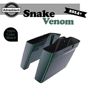 2014 年以降のハーレー ツーリング アドバンブラックに適合 カットアウトなし ストレッチ サドルバッグ SNAKE VENOM Fits 2014+ Harley Touring Advanblack No Cutout Stretched Saddlebag SNAKE VENOM 【並行輸入品】