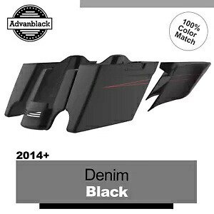 デニムブラック 2 に 1 ストレッチサドルバッグピンストライプリアフェンダーハーレー 2014+ Denim Black 2 into 1 Stretched Saddlebag Pinstripes Rear Fender For Harley 2014+ 【並行輸入品】