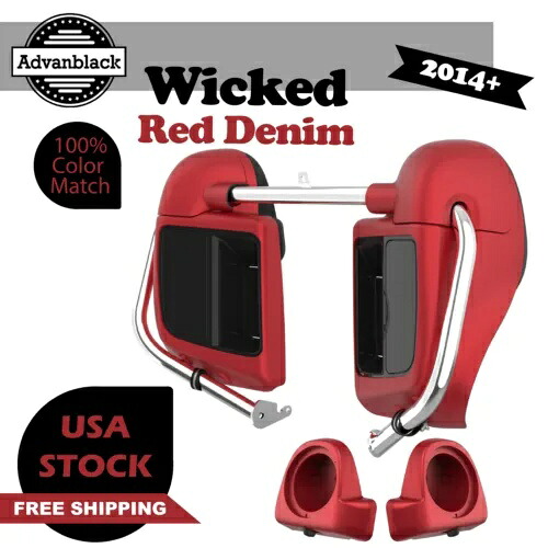 ウィキッド レッド デニム 下部ベント フェアリング 6.5 インチ スピーカー ポッド ハーレー ツーリング 14+ に適合 Wicked Red Denim Lower Vented Fairing 6.5'' Speaker Pod Fits Harley Touring 14+ 【並行輸入品】｜カスタムパーツ WORLD倉庫