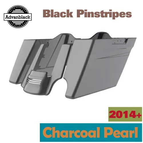 Advanblack 2-1 チャコールパール拡張サドルバッグピンストライプ ハーレーツーリング用 Advanblack 2-1 Charcoal Pearl Extended Saddlebag Pinstripes For Harley Touring 【並行輸入品】