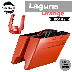 ラグナ オレンジ ストレッチ サドルバッグ ボトム ピンストライプ付き 2014+ ハーレーに適合 Laguna Orange Stretched Saddlebag Bottoms with Pinstripe FIts 2014+ Harley 【並行輸入品】