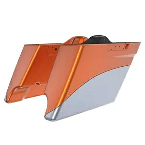 アンバー ウイスキー/ブリリアント シルバー 2 トーン ストレッチ拡張サドルバッグ ハーレーに適合 Amber Whiskey/Brilliant Silver 2-Tone Stretched Extended Saddlebag Fits Harley 【並行輸入品】