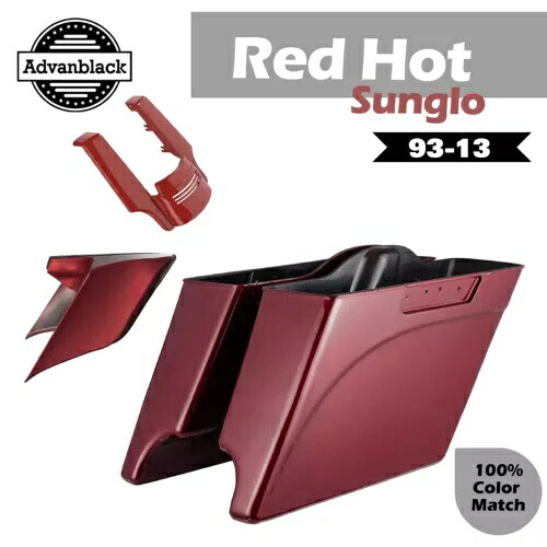 Red Hot Sunglo ストレッチサドルバッグ拡張バッグリアフェンダーは 93-13 ハーレーに適合 Red Hot Sunglo Stretched Saddlebags Extended Bag Rear Fender Fits 93-13 Harley 【並行輸入品】｜カスタムパーツ WORLD倉庫