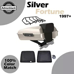 Advanblack シルバー フォーチュン レイザー ツアー パック トランク ラゲッジ ハーレー 1997-2020 用 Advanblack Silver Fortune Razor Tour Pack Trunk Luggage For Harley 1997-2020 【並行輸入品】