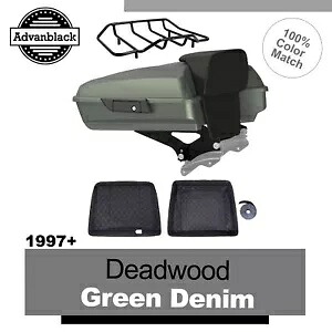Advanblack デッドウッド グリーン デニム レイザー ツアー パック Pak トランク 1997 年以降のハーレー用 Advanblack Deadwood Green Denim Razor Tour Pack Pak Trunk For 1997+ Harley 【並行輸入品】