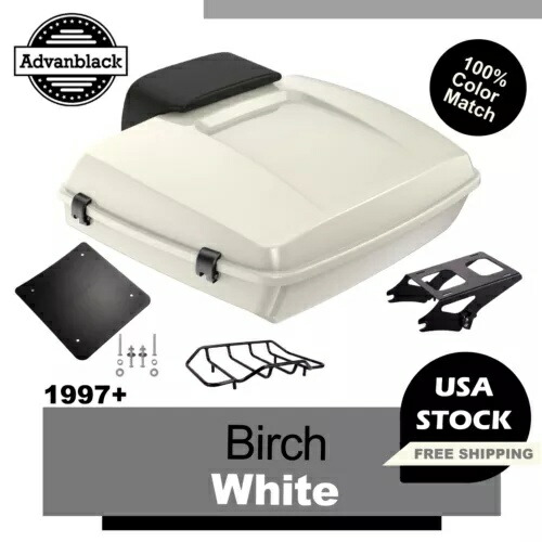バーチ ホワイト レイザー ツアー パック Pak 荷物バックレスト トップ ボックス ハーレー 1997+ に適合 Birch White Razor Tour Pack Pak Luggage Backrest Top Box Fits Harley 1997+ 【並行輸入品】