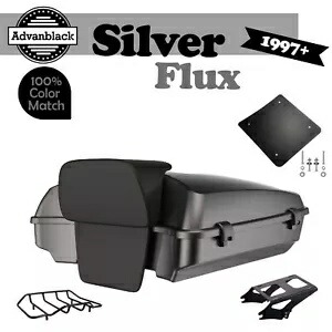 Advanblack シルバー フラックス レイザー ツアー パック トランク ラゲッジ フィット 97-2020 ハーレー ツーリング Advanblack Silver Flux Razor Tour Pack Trunk Luggage Fit 97-2020 Harley Touring 【並行輸入品】