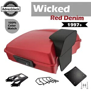 ウィキッド レッド デニム レイザー ツアー パック パッド マウント ラック ブラック ラッチ ハーレー 1997+用 Wicked Red Denim Razor Tour Pack Pad Mount Rack Black Latch For Harley 1997+ 【並行輸入品】