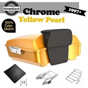 クローム イエロー パール チョップド ツアー パック トランク 荷物 バックレスト 1997+ ハーレー用 Chrome Yellow Pearl Chopped Tour Pack Trunk Luggage Backrest For 1997+ Harley 【並行輸入品】
