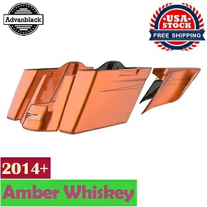 アンバー ウイスキー カットアウトなし ストレッチ拡張サドルバッグ ピンストライプ 14 歳以上のハーレーに適合 Amber Whiskey No Cutout Stretched Extended Saddlebags Pinstripes Fits 14+ Harley 【並行輸入品】