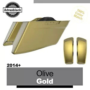 オリーブゴールド CVO テーパード拡張ストレッチサドルバッグ ハーレーツーリング 14+用 Olive Gold CVO Tapered Extended Stretched Saddlebag For Harley Touring 14+ 【並行輸入品】