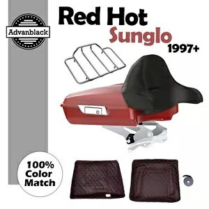 Red Hot Sunglo Razor Tour Pak ラップアラウンドバックレスト 97-20 ハーレーツーリングに適合 Red Hot Sunglo Razor Tour Pak Wrap-Around Backrest Fits 97-20 Harley Touring 【並行輸入品】