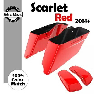 スカーレットレッド CVO テーパード拡張ストレッチサドルバッグ ハーレーツーリング 14+ Scarlet Red CVO Tapered Extended Stretched Saddlebag For Harley Touring 14+ 【並行輸入品】